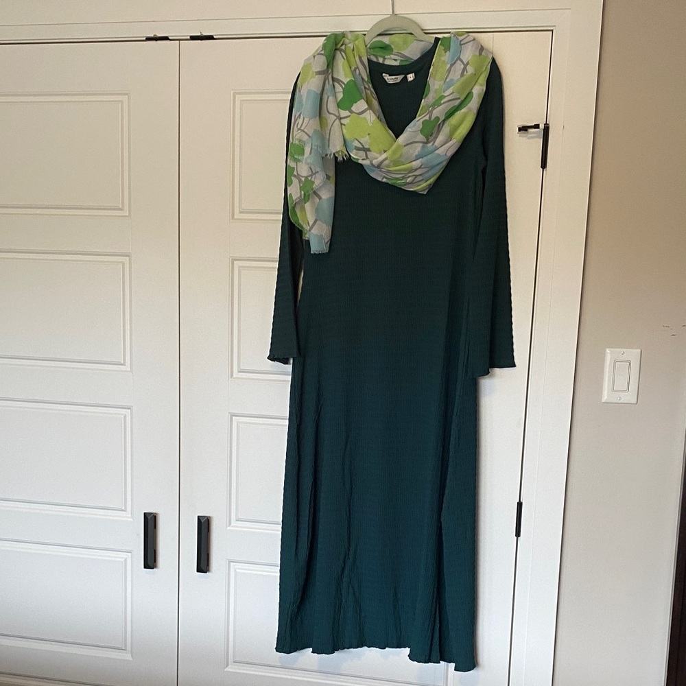 Pebbled texture flow sea moss Maxi Dress NWTs by b.young long sleeves versatile
